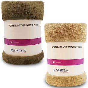 Kit 2 Manta Cobertor Casal 180x220cm Microfibra Soft Macia Fleece Camesa - Emcompre