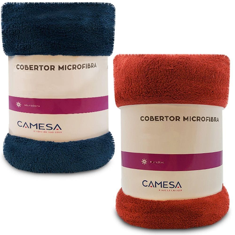 Kit 2 Manta Cobertor Solteiro Microfibra Soft Macia Fleece 150x220cm Camesa - Emcompre