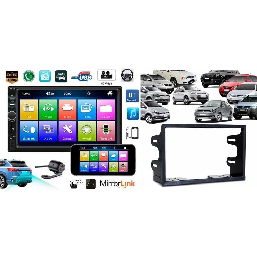 Central Kit Multimidia Radio Som Ecosport 2005-2012 Moldura Camera de Ré Espelha