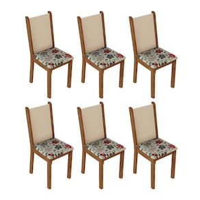 Kit 6 Cadeiras 4291 Madesa - Rustic/Crema/Hibiscos