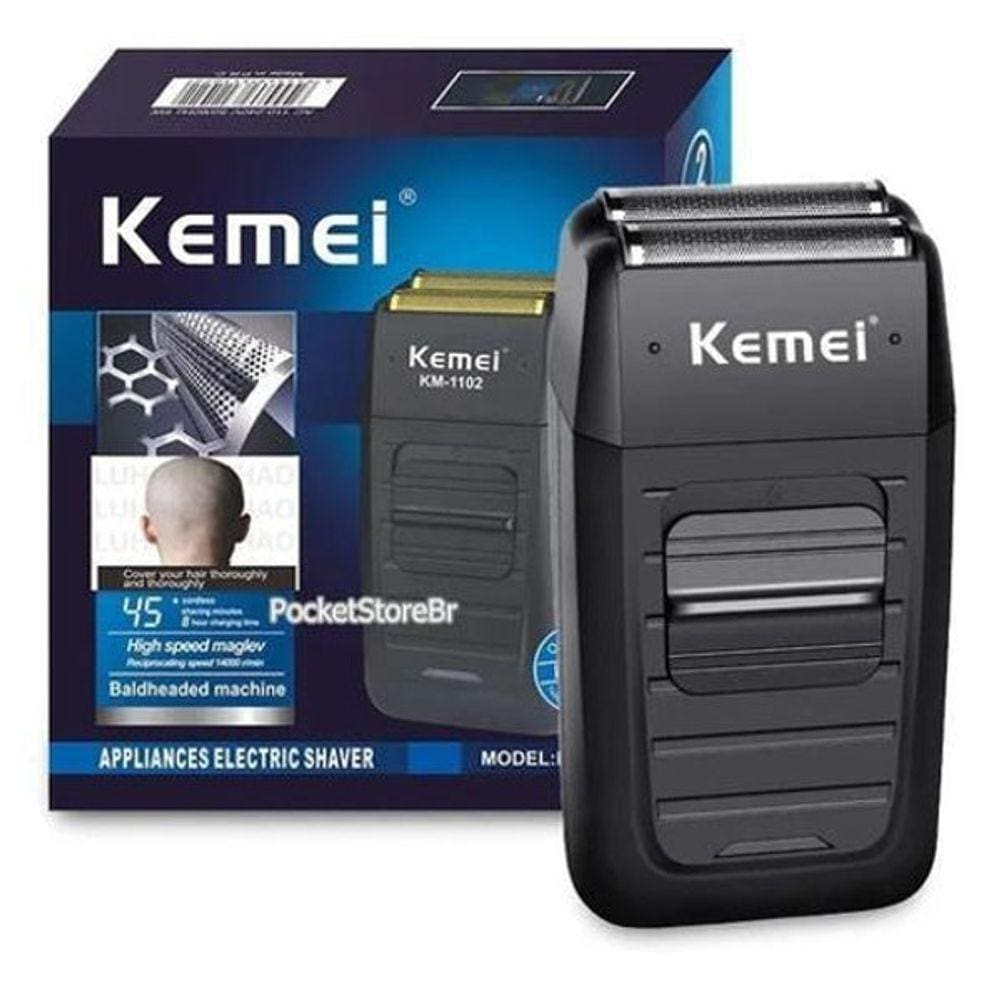 Barbeador Elétrico Shaver Sem Fio Kemei 2 Lâminas Km-1102