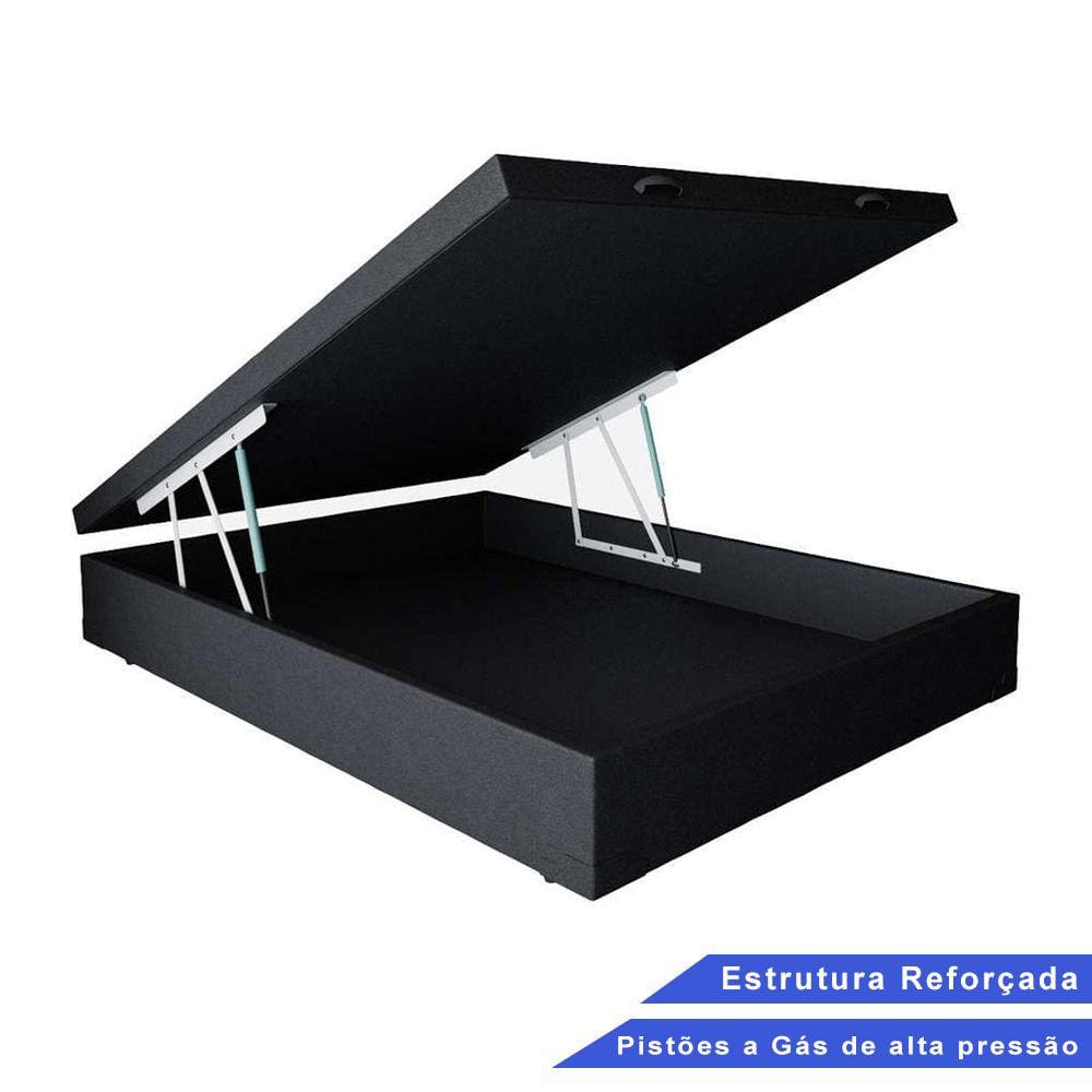 Base Box Baú Casal Suede Preto (37x138x188)