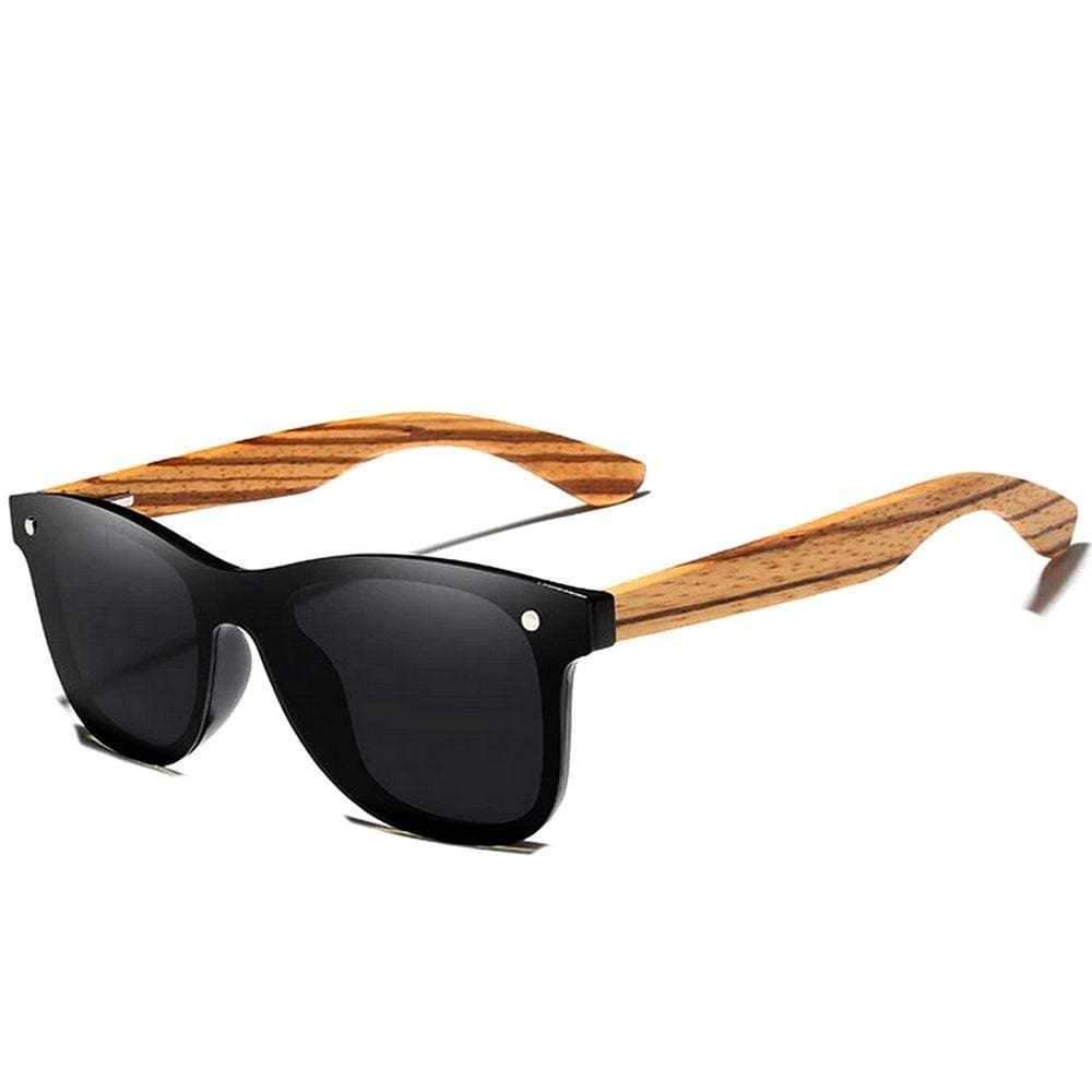 Óculos de Sol Kingseven Retro Hastes de Madeira Lente Plana Estilo Square Nova Moda com Proteção Uv400 Polarizado