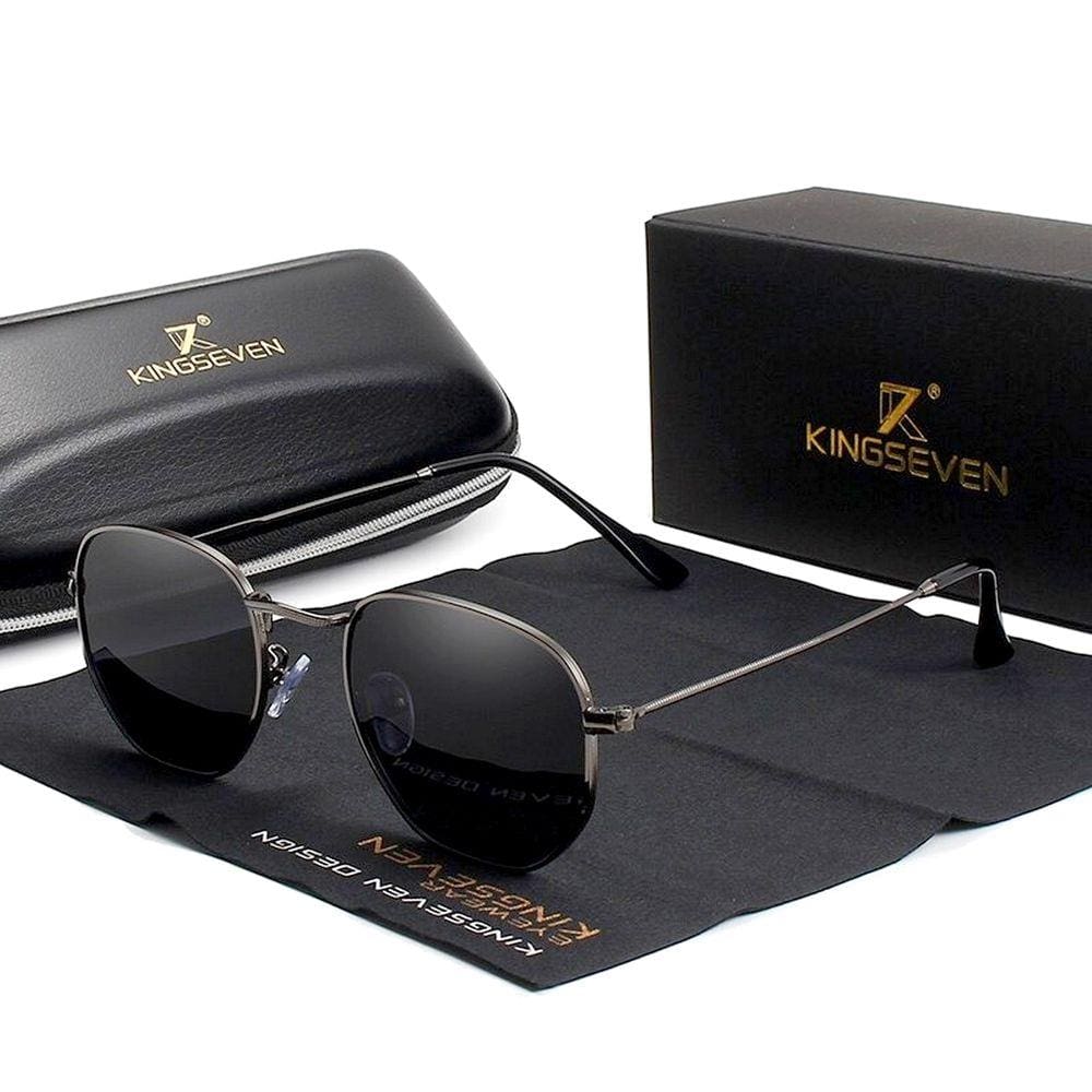 Óculos de Sol Masculino Clássico Hexágono Kingseven Proteção Polarizados UV400 Espelho