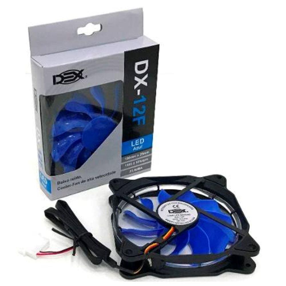Cooler Fan Led 120x120x25 Ventoinha para Gabinete PC Desktop Computador 12cm 120mm Dex DX12F Azul