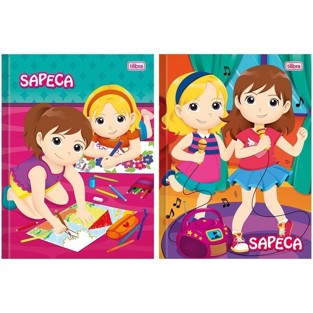 Caderno Costurado Tilibra Capa Dura Sapeca Feminino 96 Folhas Embalagem com 10 Unidades