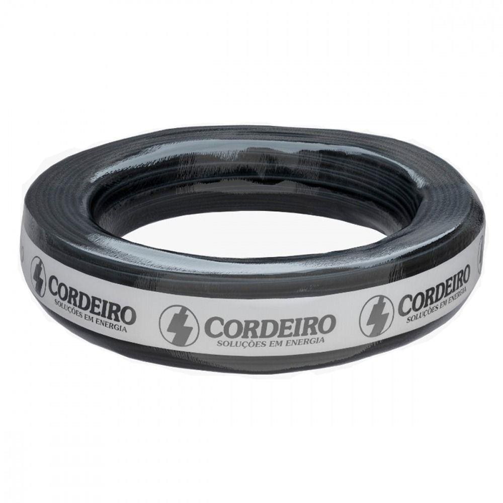 Cabo de Cobre Cordeiro 4x1,5mm 1KV 100 Metros Preto