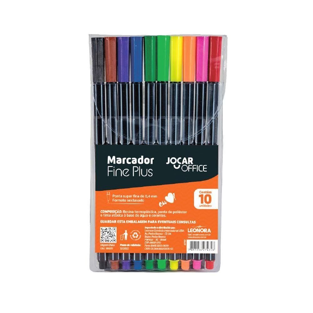 Kit Canetas Hidrográficas Fine Plus 10 Cores Jocar