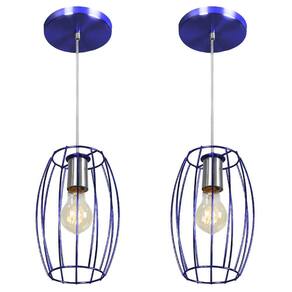 Kit 2 Pendentes Pequim Aramado Azul Metalico
