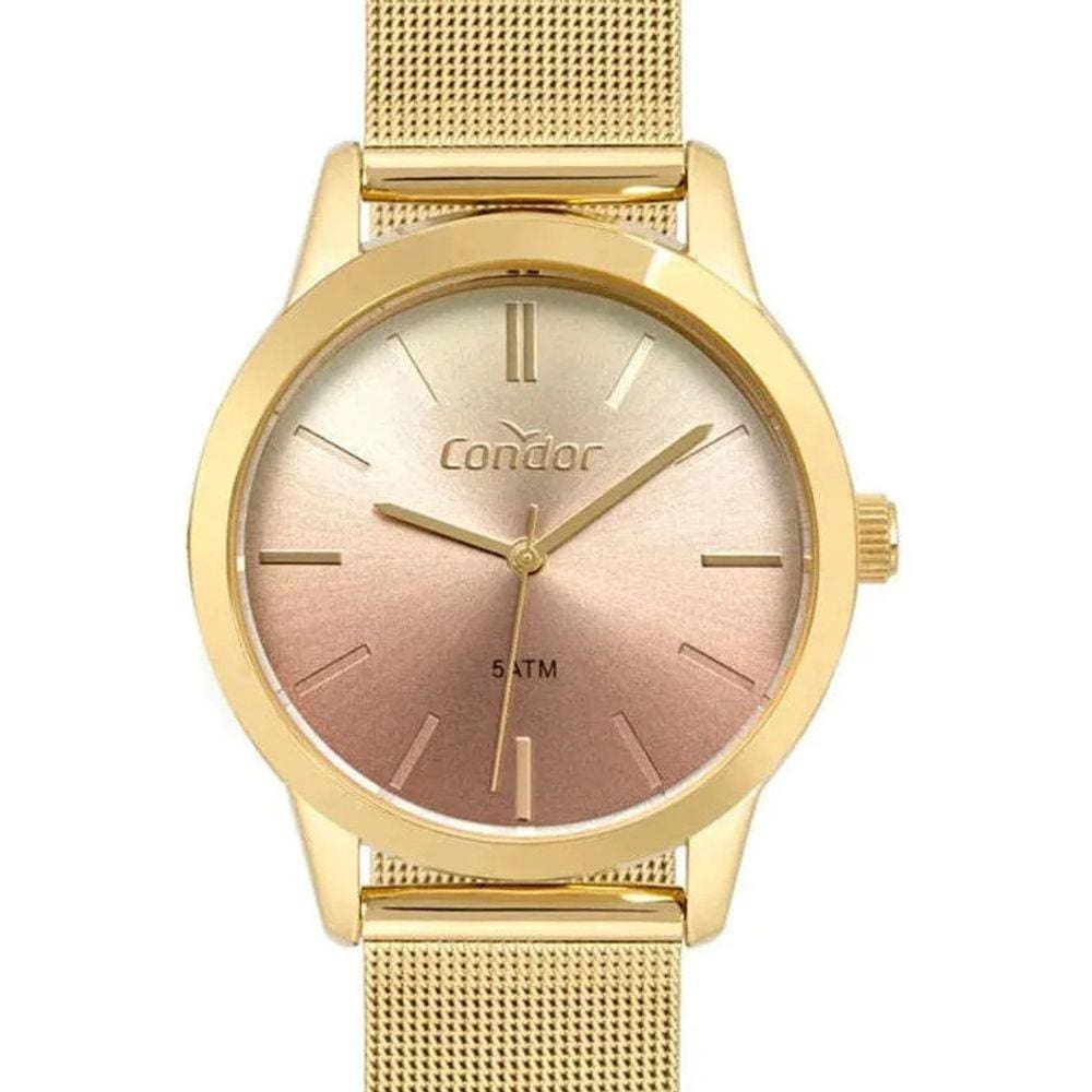 Relógio Condor Feminino Dourado + Kit Co2035mtd/K4m