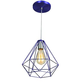 Pendente Diamante Aramado Grande Azul Metalico