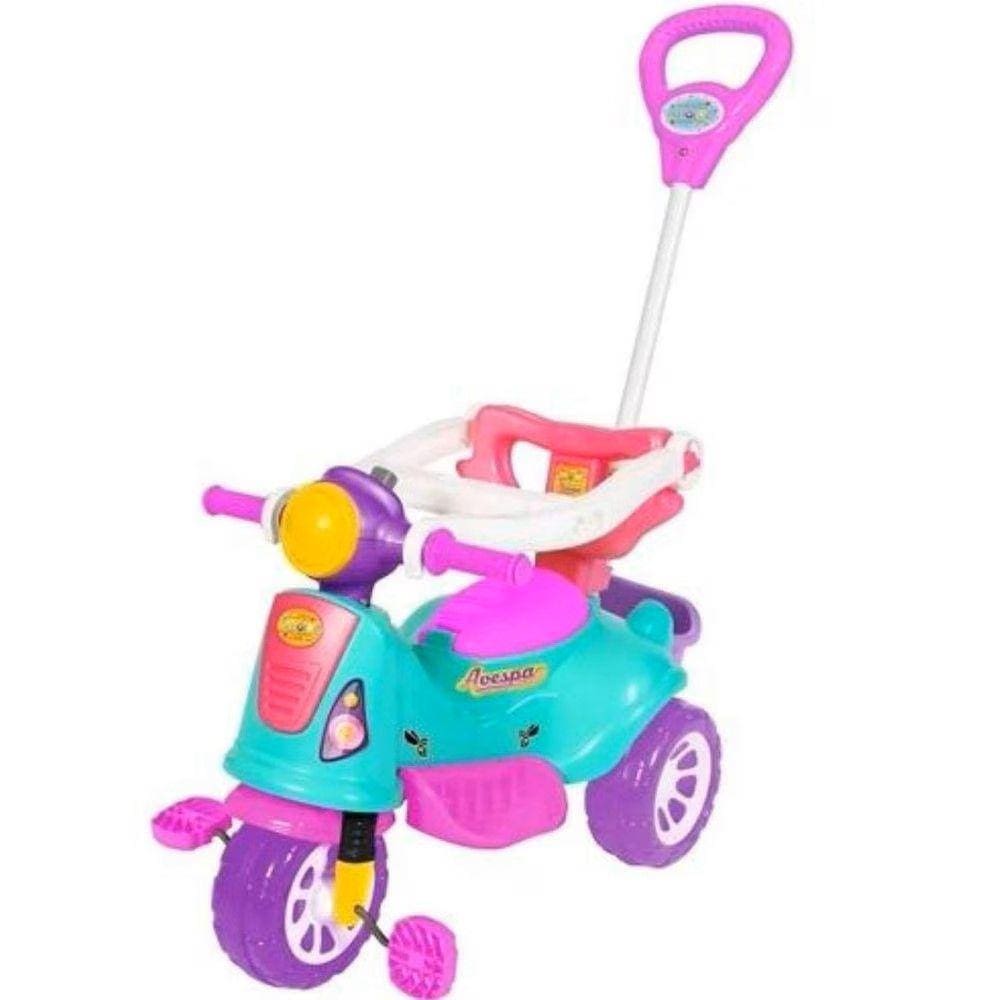 Triciclo Infantil Empurrador Passeio Motoca Cobertura Sol