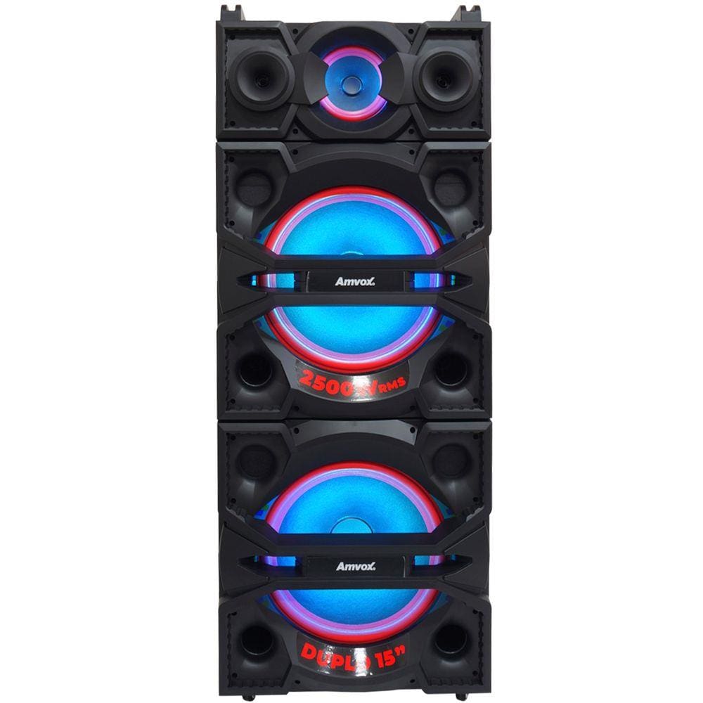 Caixa Som Amplificada Bluetooth 3000W Rms 6 Sub Mp3 Fm Usb Sd Aux Led  Bivolt Amvox