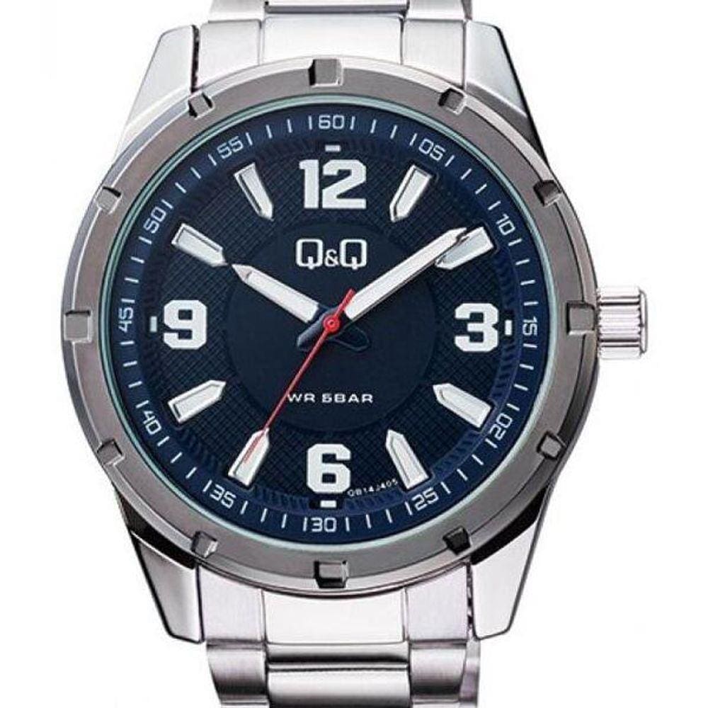 Relogio Masculino Qq Prateado Fundo Azul Qb14j405y