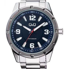 Relogio Masculino Qq Prateado Fundo Azul Qb14j405y