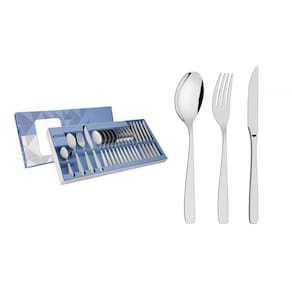 Faqueiro Tramontina Cosmos em Aço Inox com Facas para Churrasco Acabamento em Brilho 24 Peças Tramontina