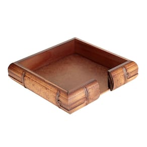 Porta guardanapo quadrado de madeira bamboo L20xP20xA4,5cm cor marrom