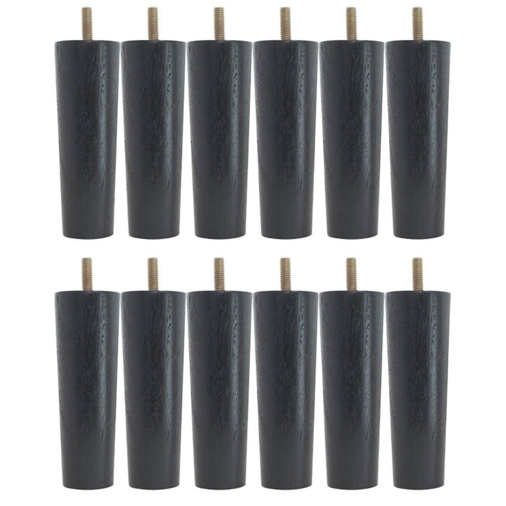 Kit 12 Pés Para Cama Box Baú Solteiro Casal Pé Para Moveis 13cm Preto