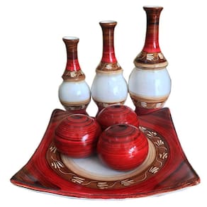 Conjunto Centro Mesa Decorativo Enfeite Sala Ceramica
