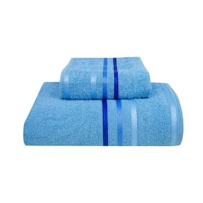 Kit Toalha De Banho E Rosto 2 Peças Azul Lisa Realce Premium - Sultan
