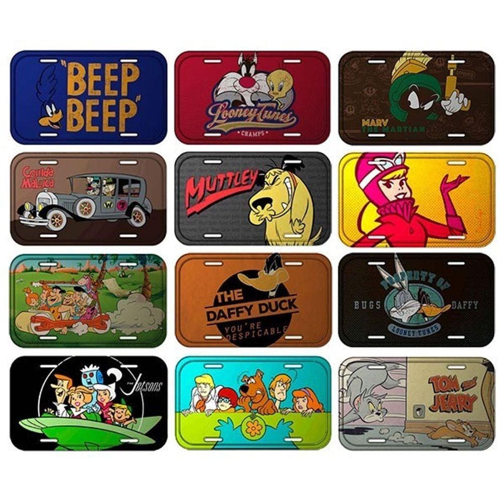 Kit 12 Placas Decorativas em Alumínio - LOONEY TUNES / HANNA BARBERA WB