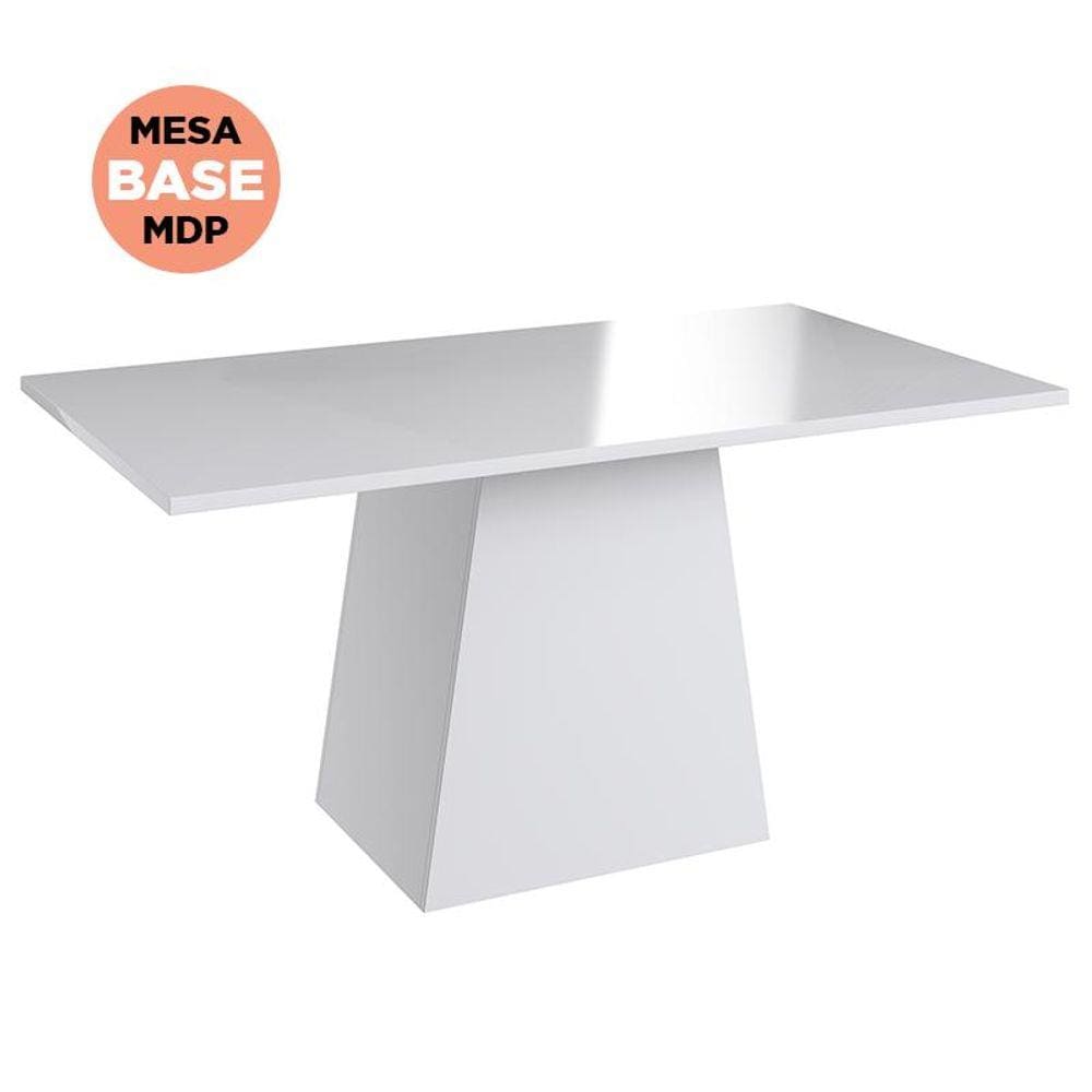 Mesa Com Base De Jantar Cozinha Multiuso - Branco