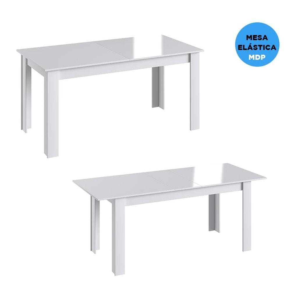Mesa De Jantar Elástica Extensível Em Mdp 4 Pés - Branco