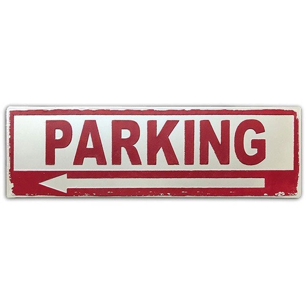 Placa Decorativa em Metal - SETA | PARKING - Refletiva / Alto relevo
