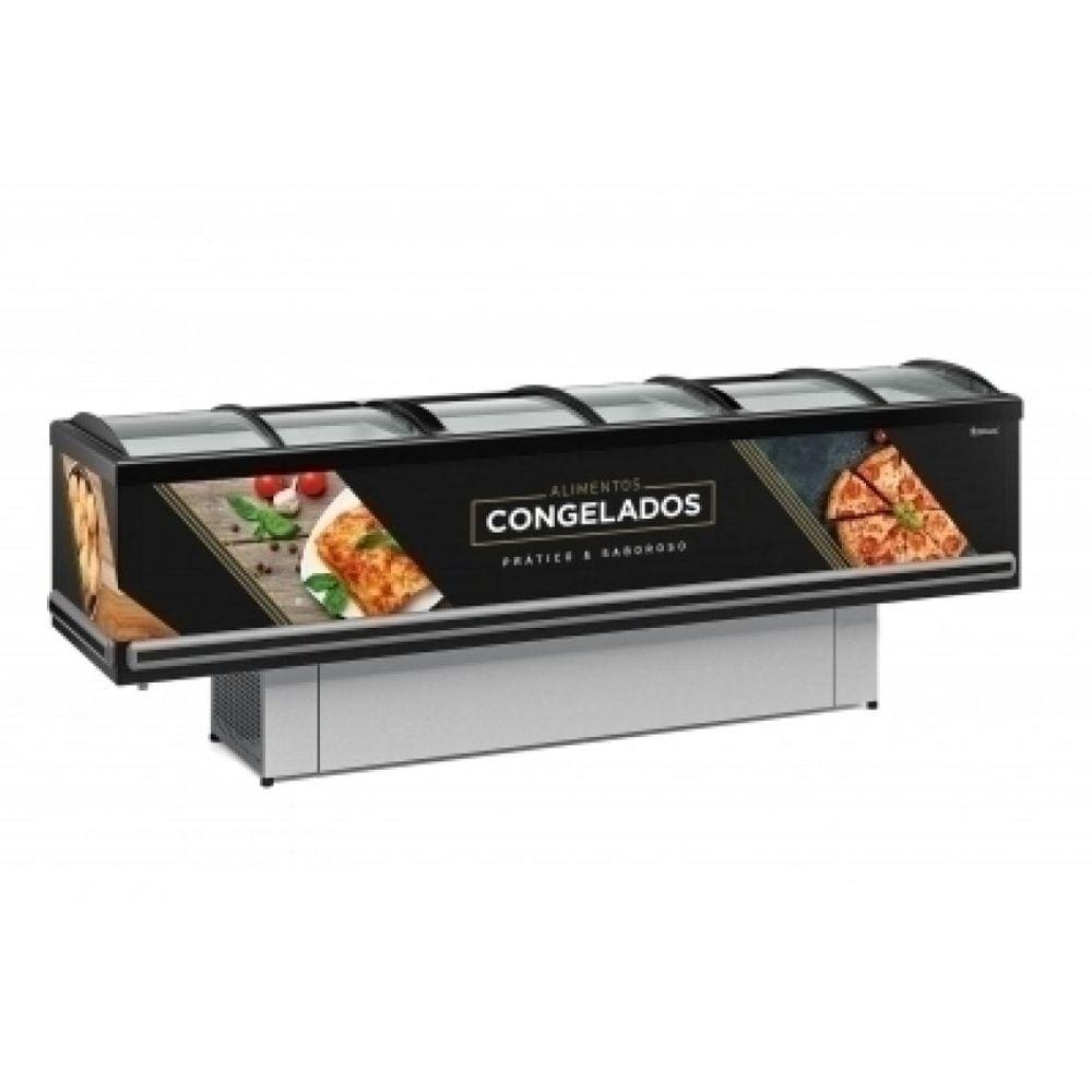 Ilha Para Congelados Vidro Curvo 2,90m Gelopar -GESV-290PR Dupla Ação-220v