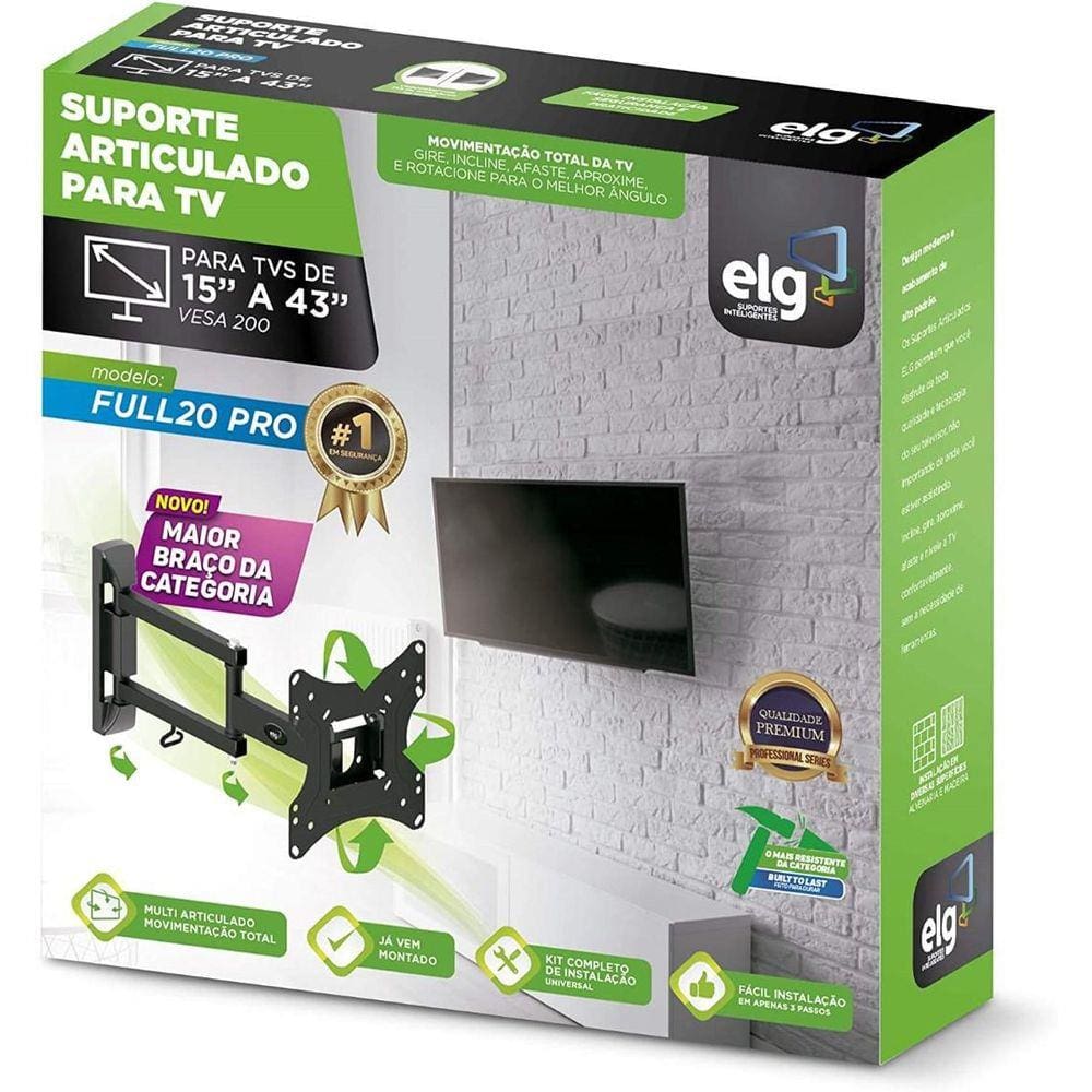 Suporte Para Tv Elg Full20 Pro Articulado Preto