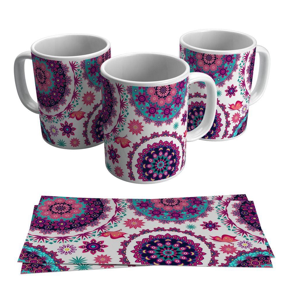 Caneca Mandala Indiana Colorida 325ml