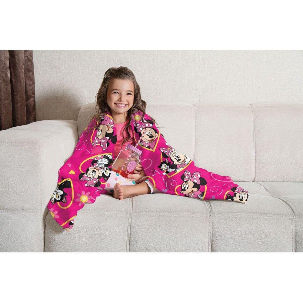 Manta Fleece de Sofa Minnie Dsiney Solteiro 1,25m x 1,50m