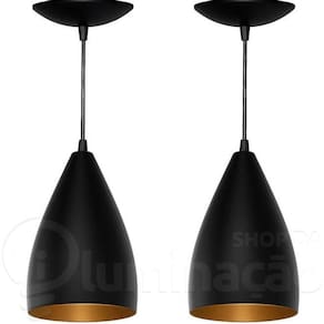 Kit 2 Pendentes Vegas (Preto Textura / Dourado)