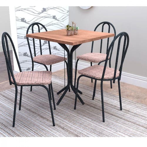 imagem-Conjunto de Mesa e 4 Cadeiras Thais Artefamol - Marrom Cacau