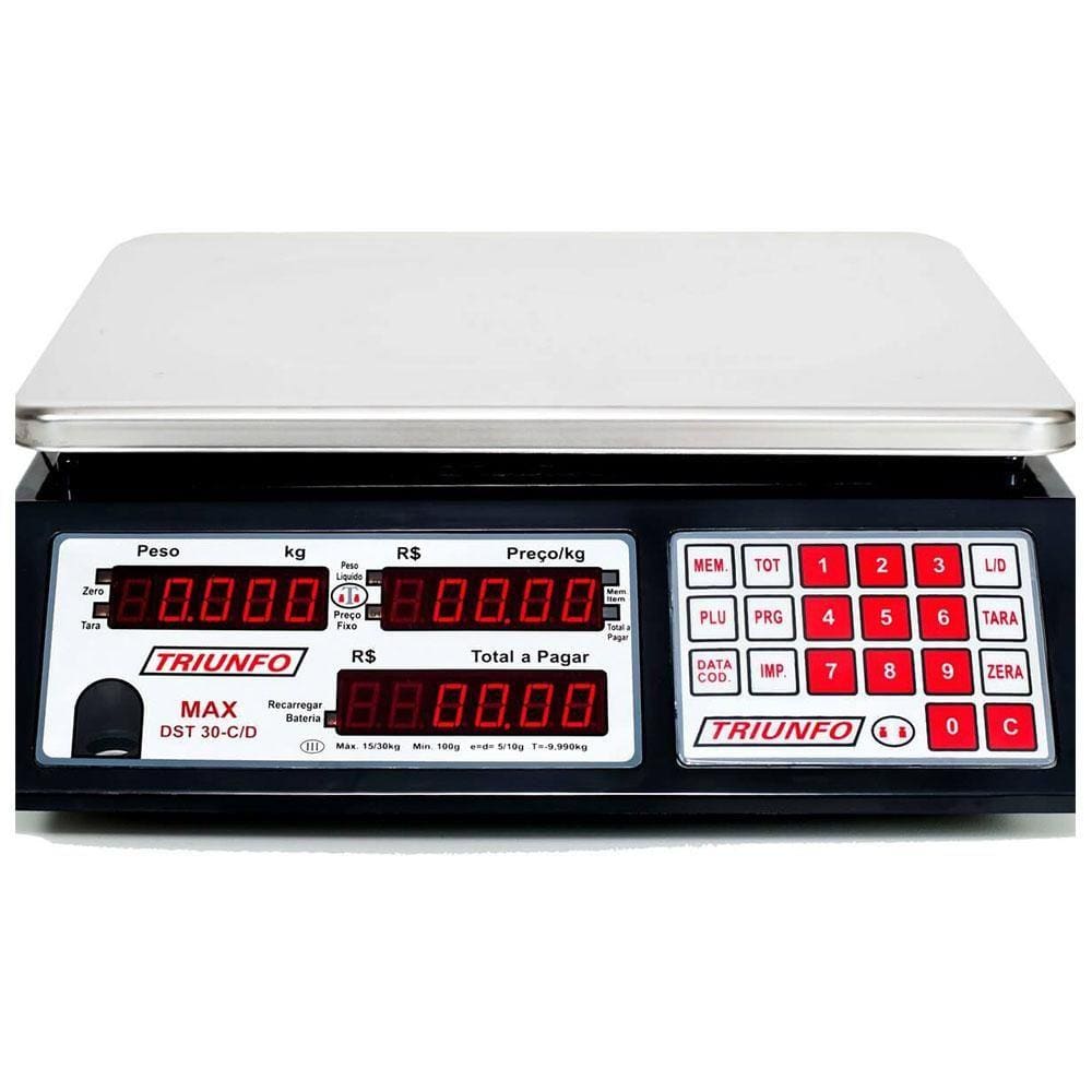 Balança Computadora 15/30kg Tripla Escala Bateria MAX DST-30-C-T-B Triunfo