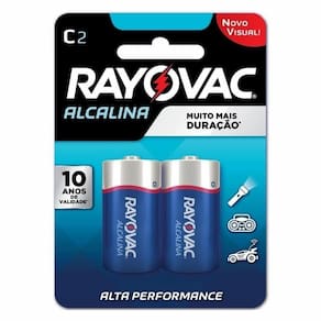 Pilha Alcalina Rayovac C Media 1,5v com 2 Unidades