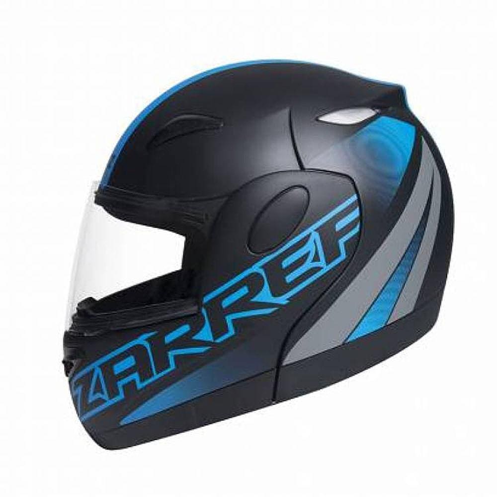 Capacete Zarref Neon V5 Preto Fosco Azul Robocop TAM 56