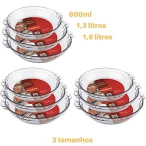 kit 3 Assadeiras 3 tamanho Filetada Vidro Refratário Marinex