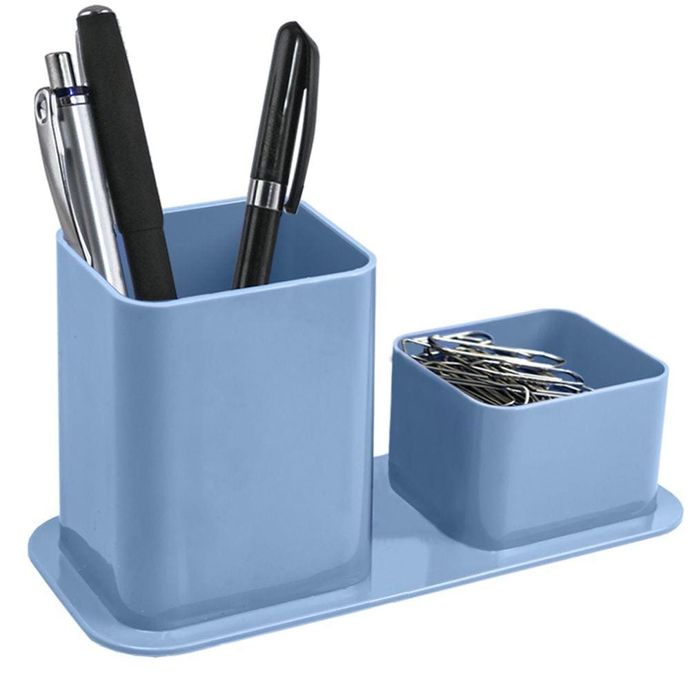 Porta Caneta E Clips Dellocolor Porta Objetos Organizador De Mesa Escritório Azul Claro