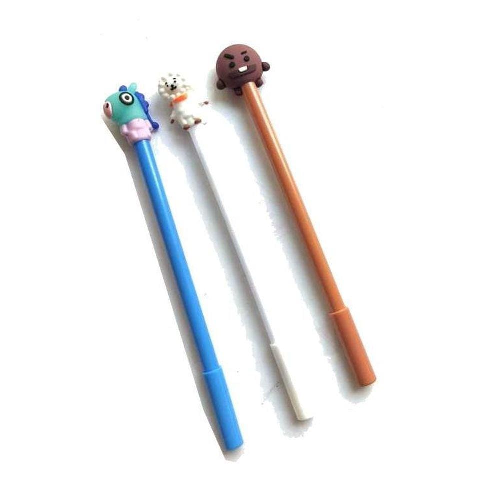 Kit 3 Canetas Bts Kpop Bt21 Kawaii Personagens Boneco