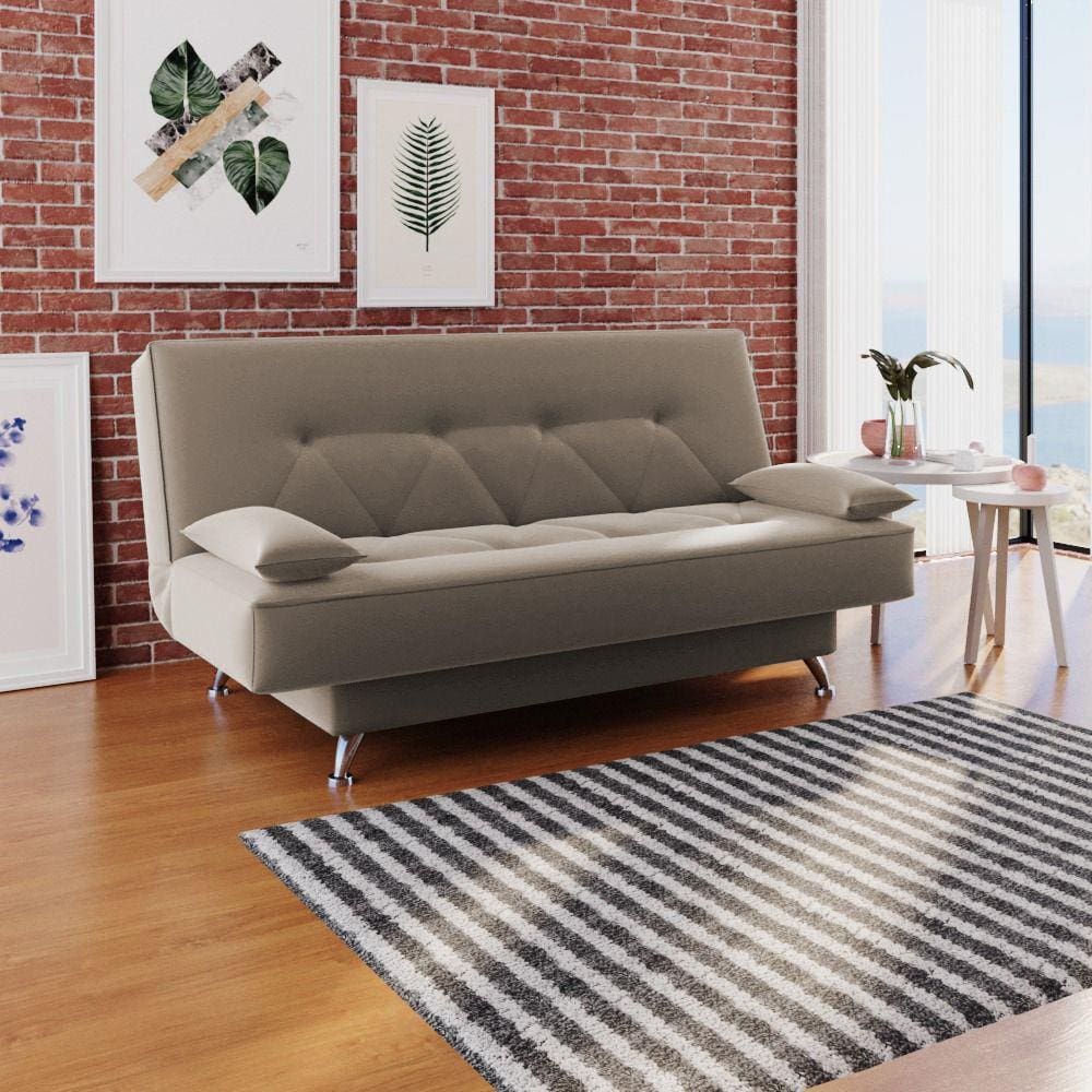 sofá cama 1,80m Flórida Suede Cappuccino Adonai Estofados