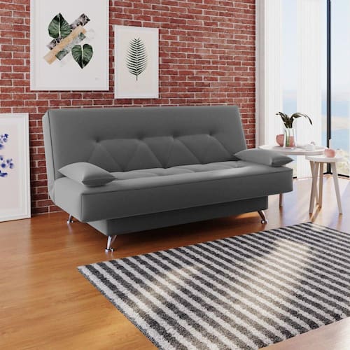 imagem-sofá cama 1,80m Flórida Suede Cinza Adonai Estofados