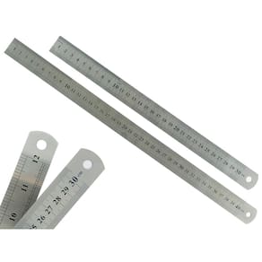 Kit Com 2 Réguas Metal Leve De Aço Inoxidável Tamanho 30 e 40 cm Marcação Baixo Relevo Escolar Escritório Engenheiro