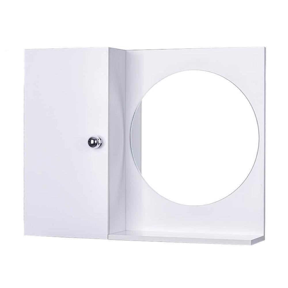 Armário para Banheiro com Espelho Redondo Branco