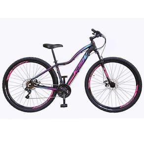 Bicicleta Aro 29 KSW MWZA 2020 Feminino 21v Shimano Tourney Preto com Rosa e Azul 17