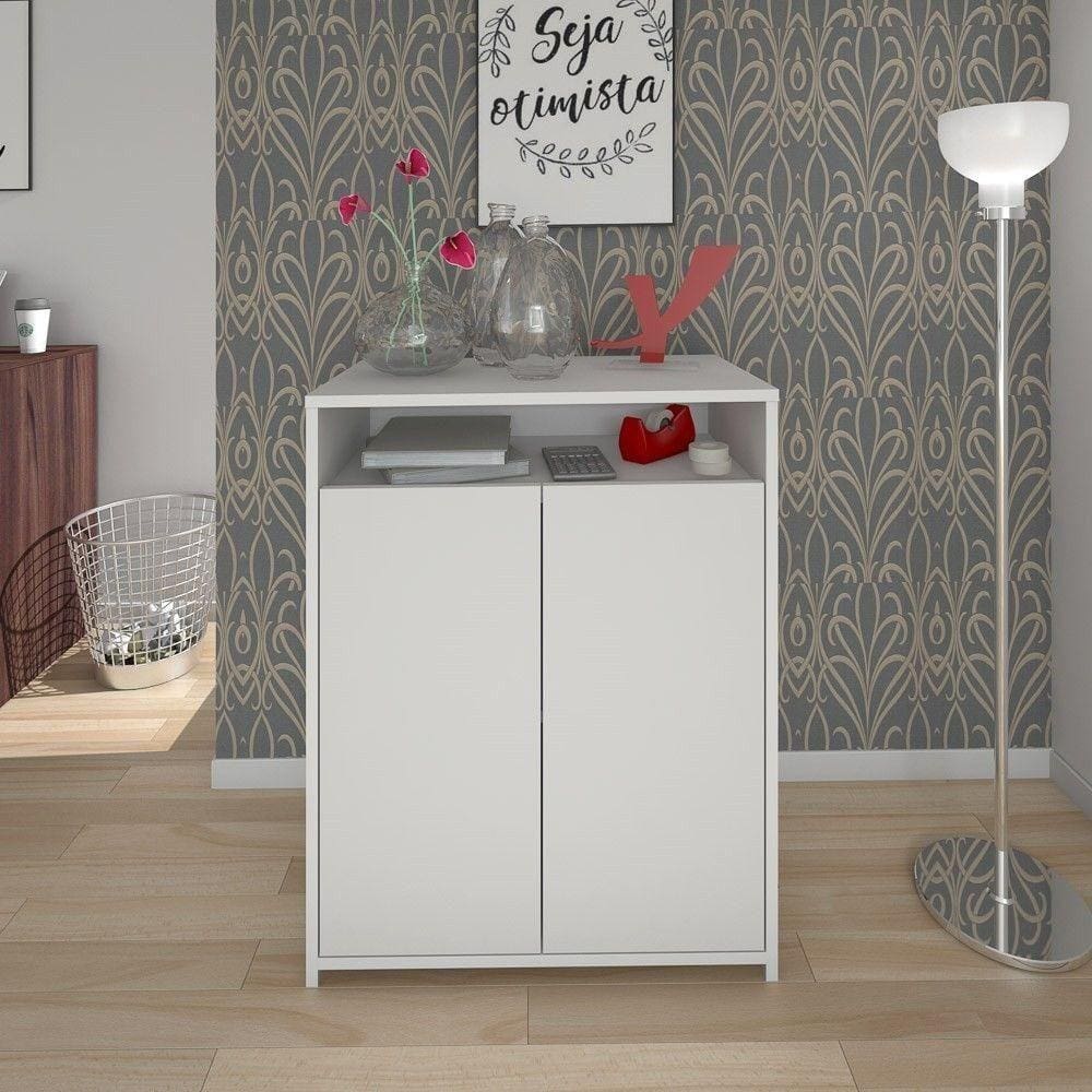 Balcão Home Office 2 Portas Mobile Cool Branco Artany
