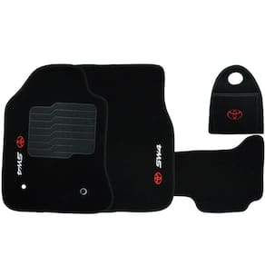 Jogo Tapete Automotivo Carpete + Lixeira Toyota Hilux SW4 2006 à 2015 Soft Logo Bordado Preto 6 Pçs
