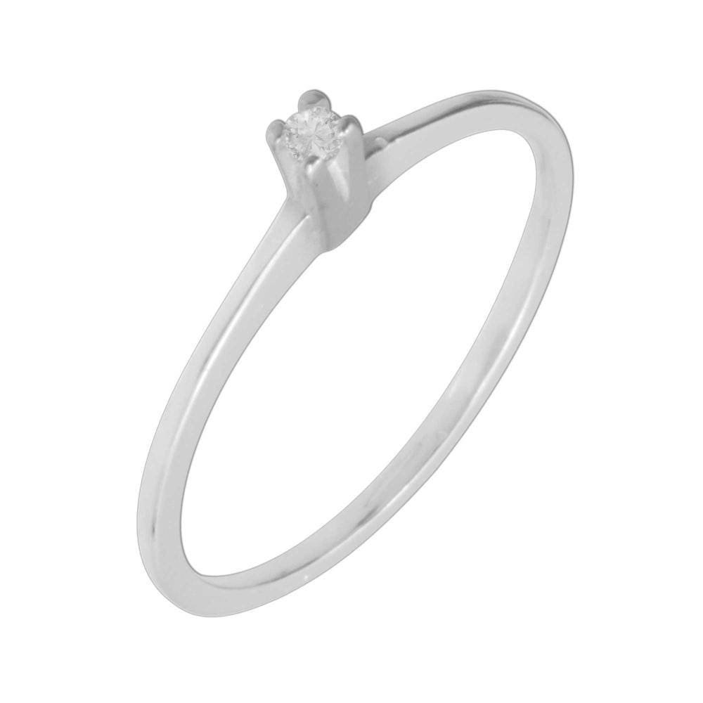 Anel Prata Solitário com Zircônia Branca 1.75mm