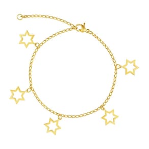 Pulseira Aço GLAM Groumet Estrela de Davi 11x11mm 21cm Gold IPG