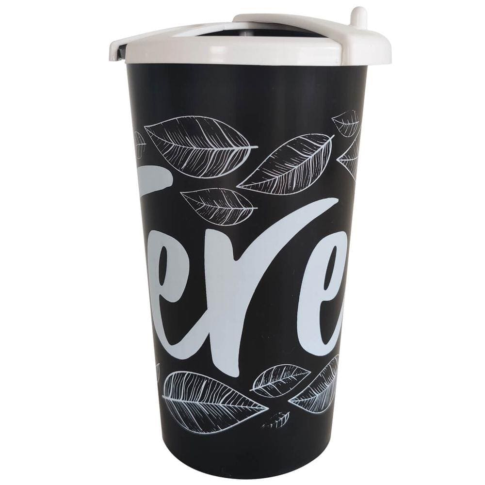 Copo Para Tomar Terere Chimarrão Gelado 450ml Com Tampa Preto